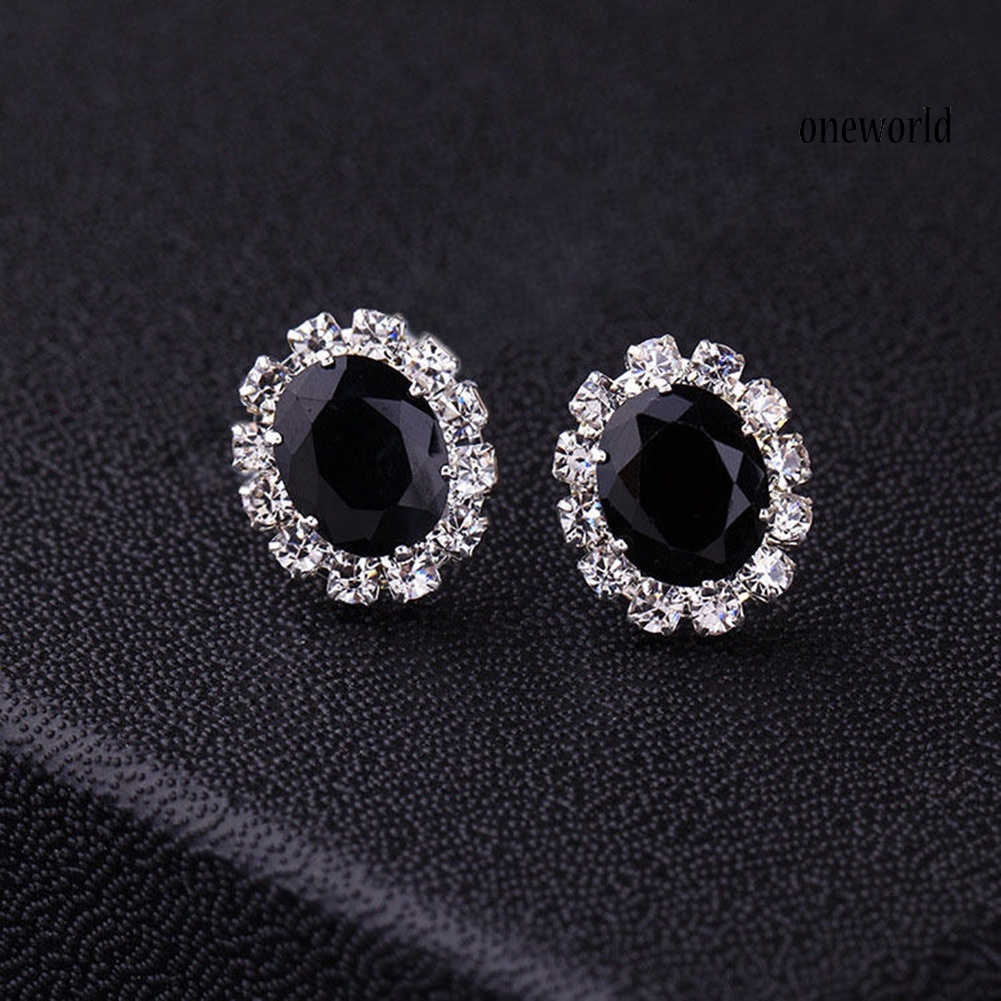 OW@ Fashion Women Lady Elegant Rhinestone Flower Ear Stud Earrings Gift Jewelry