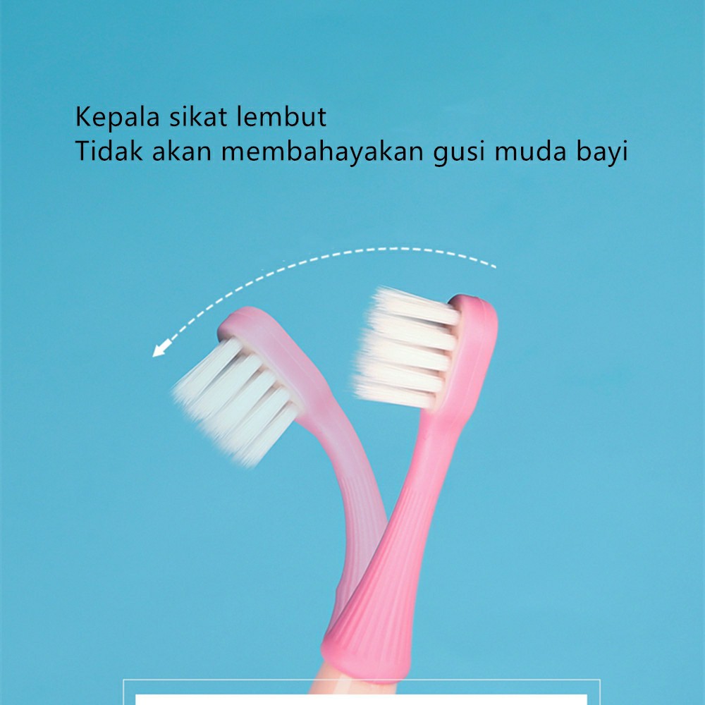 3 pcs Sikat Gigi Lembut Bayi &amp; Anak TOOTH BRUSH Polos Pegangan Elastis chn