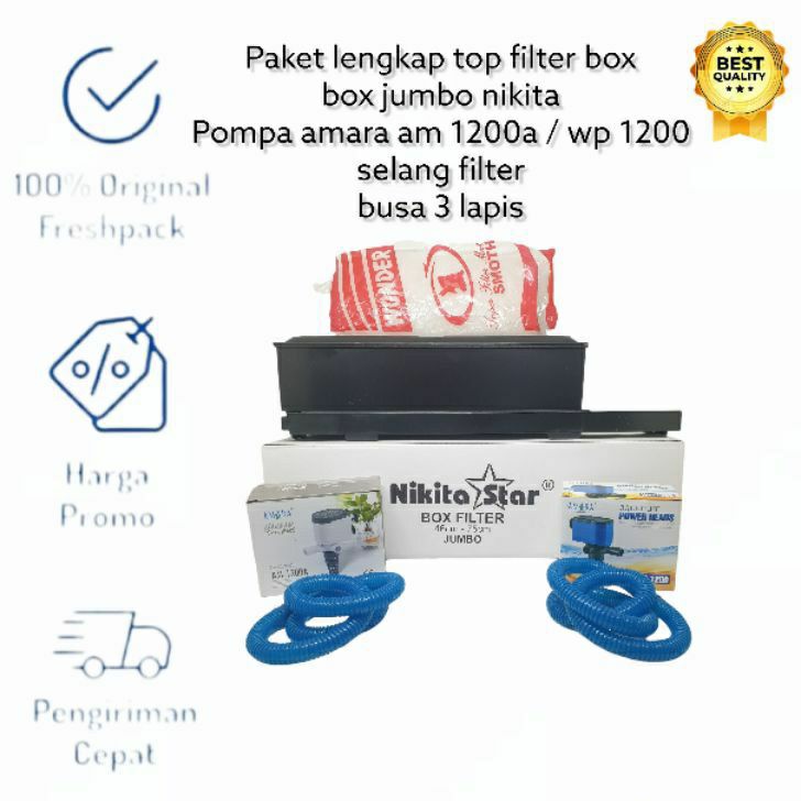 PAKET TOP FILTER BOX JUMBO AQUARIUM PLUS POMPA PEMBERSIH AMARA AM 1200 / WP 1200