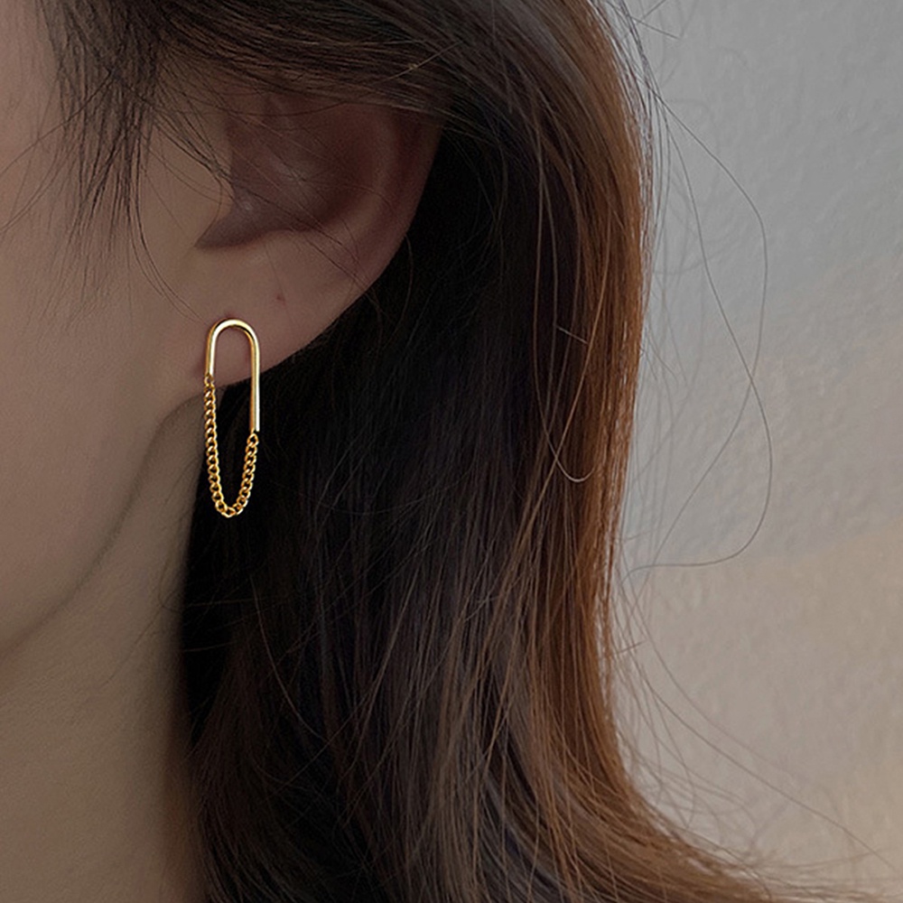 1 Pasang Anting Tusuk Gantung Desain Geometrirumbai Rantai Gaya retro Untuk Wanita