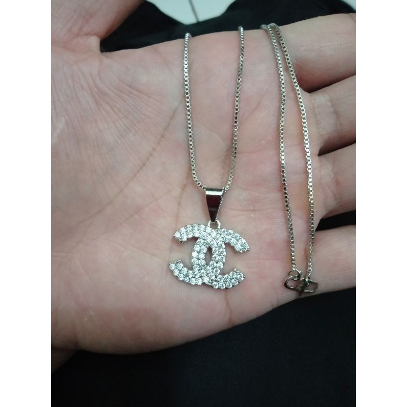 kalung Chanel silver xuping wanita berlapis emas putih dengan mata zircon uk45cm b.