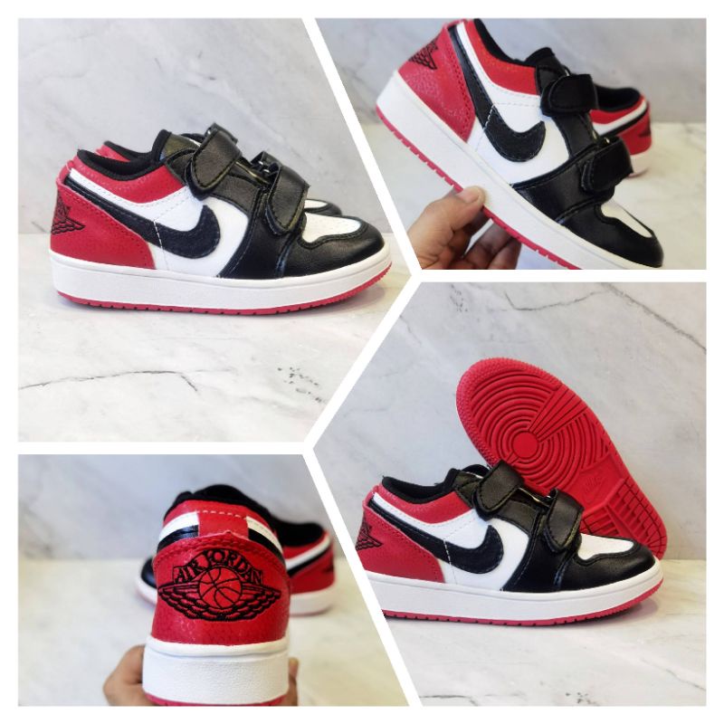 Sepatu Anak Jordan Low Black Red White