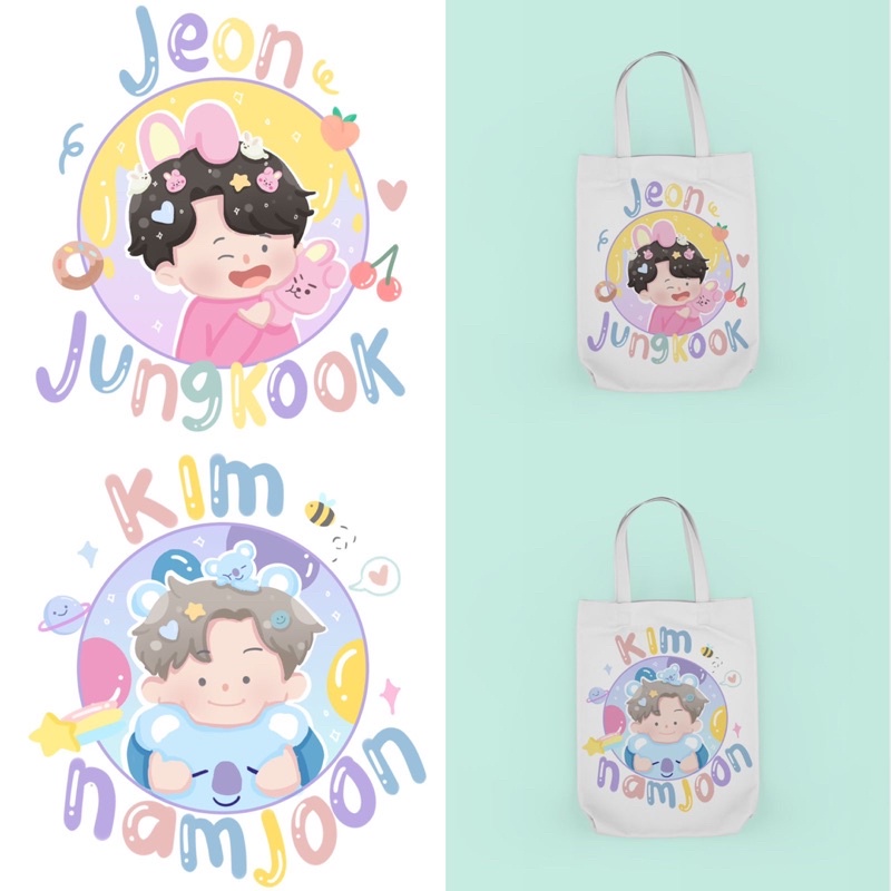 Tote Bag Bergambar dan Tulisan Member KPOP Korean Top Idol