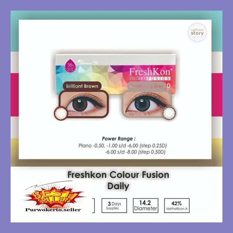 

50Ntky0X Freshkon Colour Fusion Daily Softlens Warna Harian - Brilliant Brown Ricrtx05