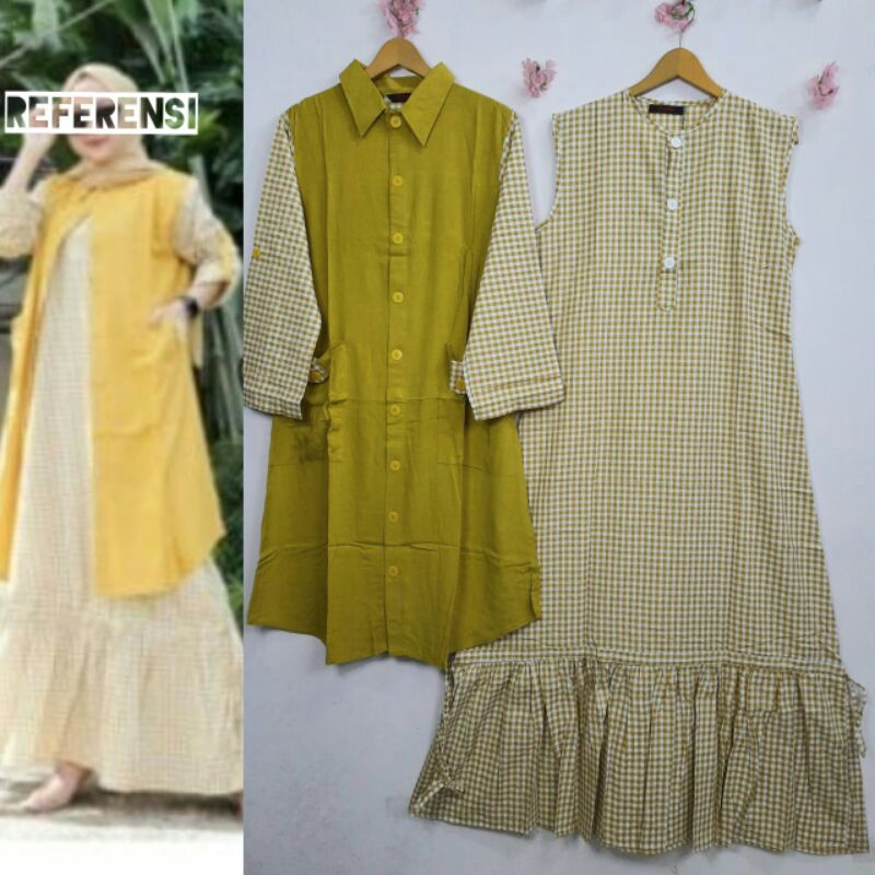 *new*One Set Outer Tunik Set Inner Kotak Jevanni Inner Kotak