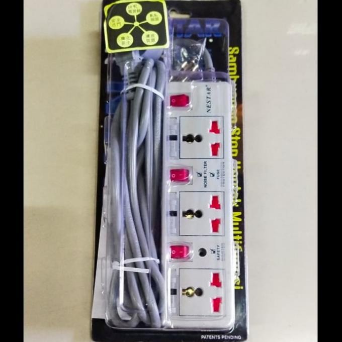 STOP KONTAK UNIVERSAL/3 LUBANG/STOP KONTAK/NESTAR/WINSTAR/COLOKAN