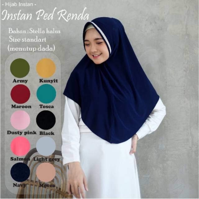 HIJAB / JILBAB TERBARU - INSTAN PED RENDA BEST SELLER - BAHAN STELLA HALUS PREMIUM - KHIMAR SIMPLE