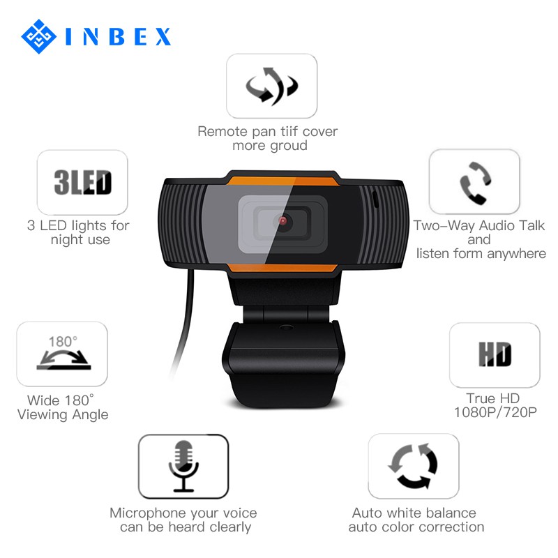INBEX Webcam Kamera/HD  720P/Autofocus Dengan Mikrofon Usb Untuk Pc Laptop Desktop-6