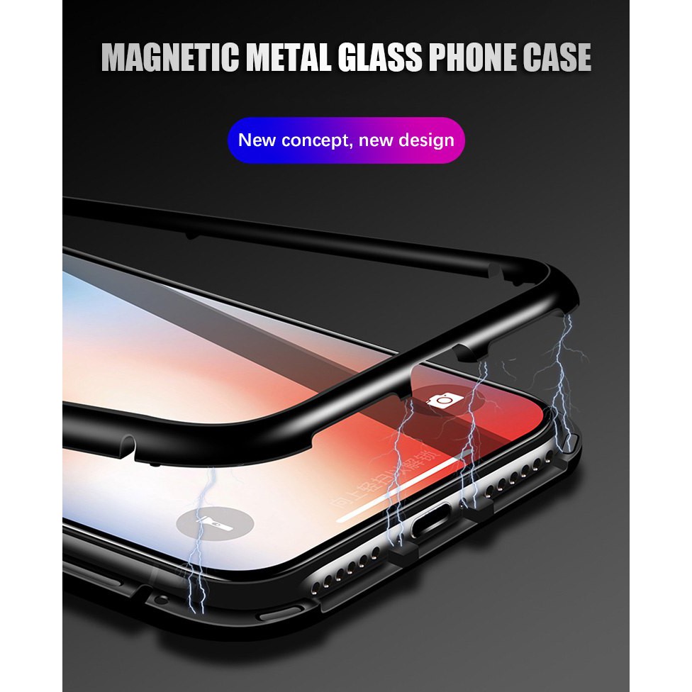 Premium Luxury Magnet Magnetic Flip Metal Glass Case Iphone 7 Plus