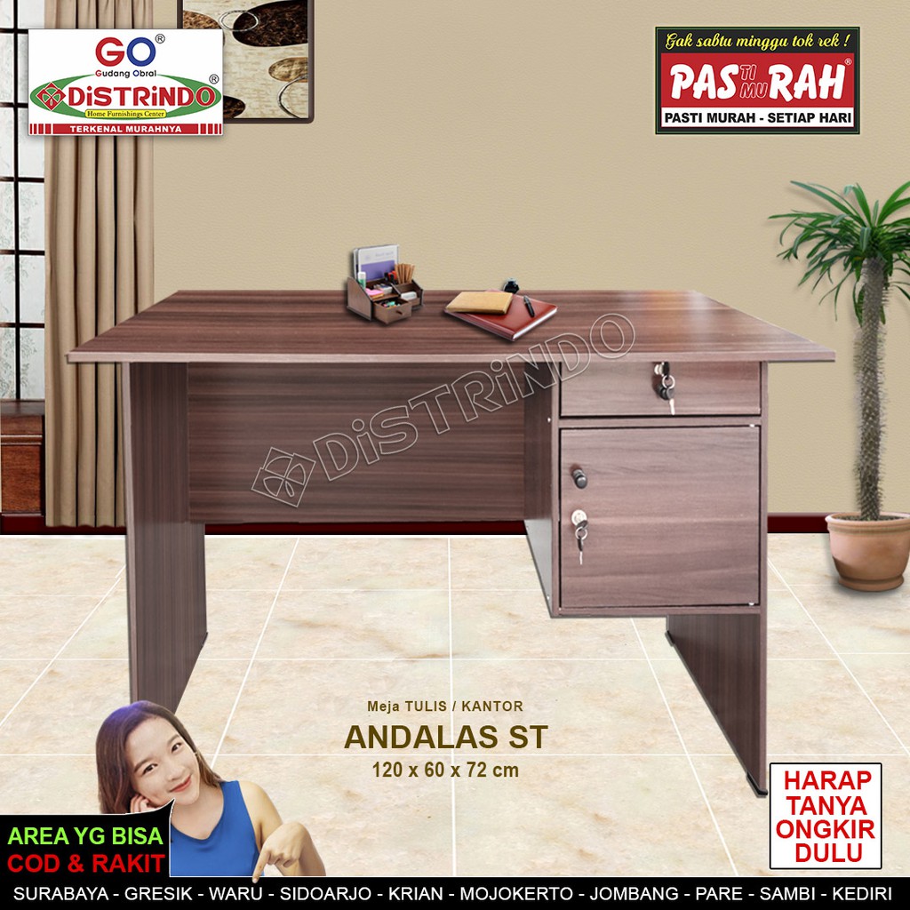Meja Tulis Meja Kantor Kasir Murah ada lemari & laci pakai kunci Distrindo Kediri Tulungagung Blitar