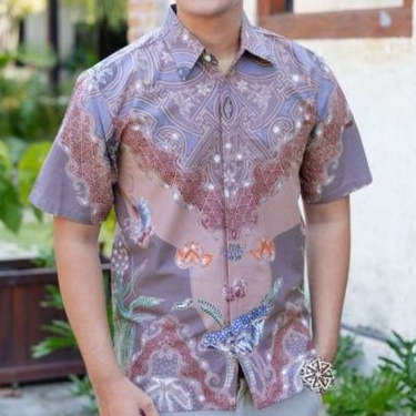 KEMEJA BATIK TULIS LENGAN PENDEK dalam lapis trikot el84 "DIAMOND"