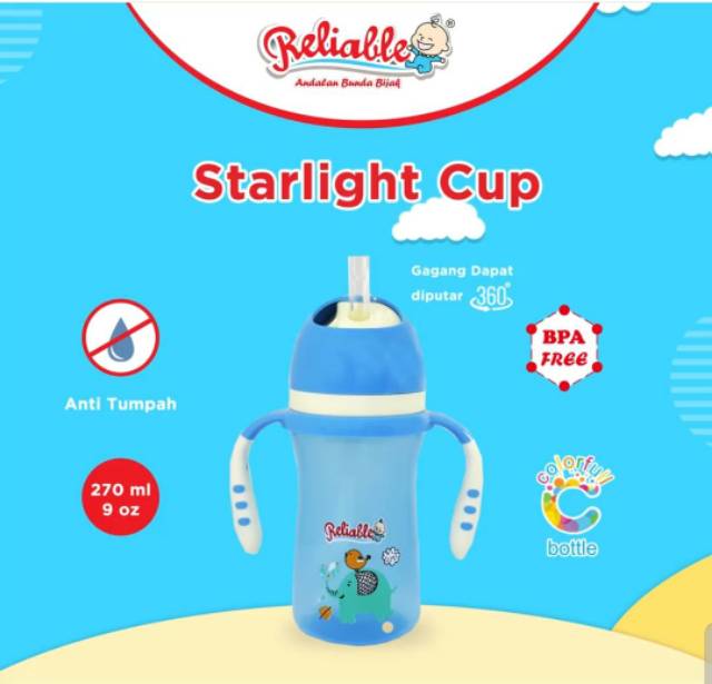 ♥BabyYank♥ RELIABLE STARLIGHT TRAINING CUP 270ML RCM6404 / BOTOL MINUM BAYI RELIABLE