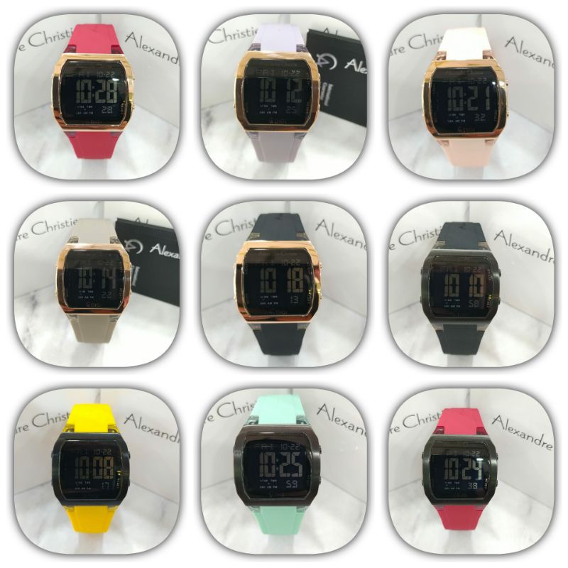 Jam tangan wanita Alexandre Christie 9348 AC 9348 AC9348, Digital tali rubber, ORIGINAL, Bergaransi 