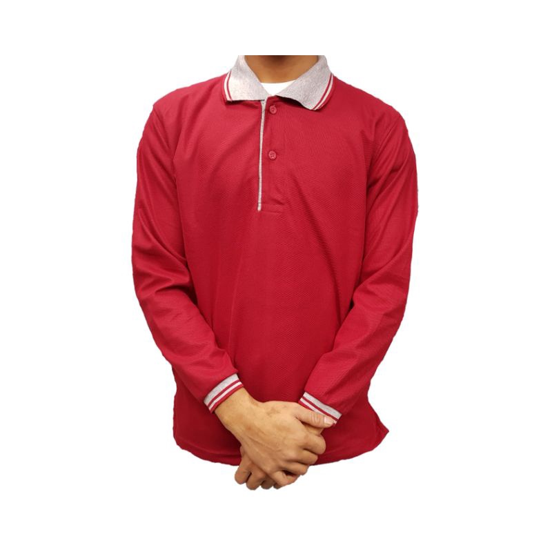 Kaos Kerah Panjang (Abu) / Kaos Kerah Pria / Kaos Berkerah / Kaos Kerah Wanita /