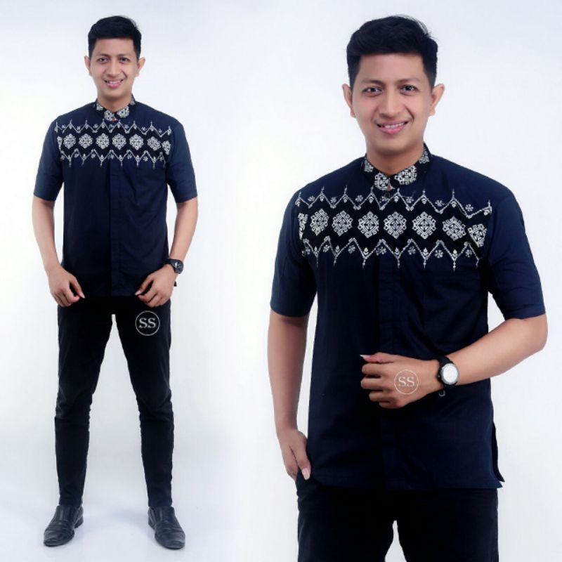 BAJU PRIA BATIK KOMBINASI BATIK KOKO MODERN