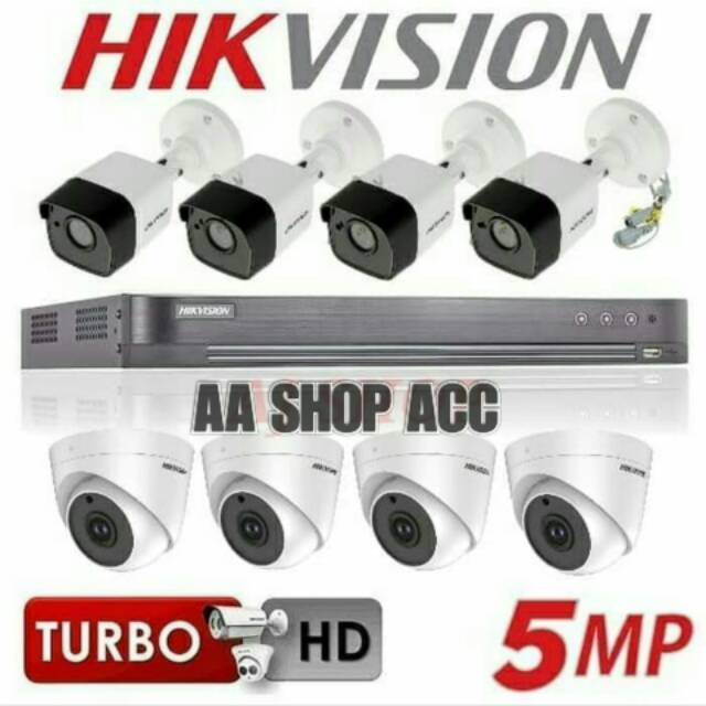Paket Cctv 5MP Hikvision 8chanel Lengkap Hardisk 1tera Tinggal Pasang