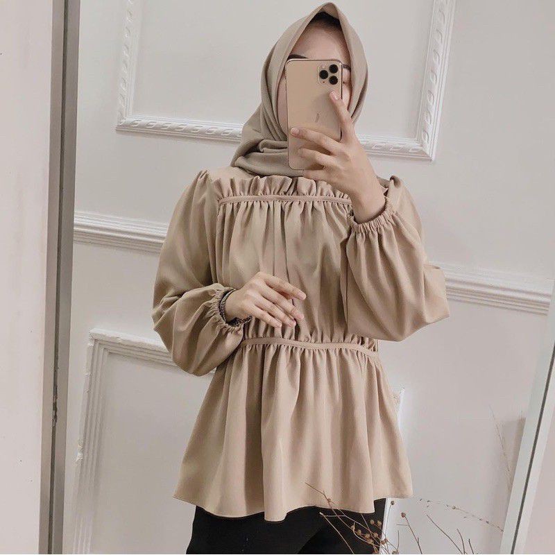 VANYA BLOUSE WANITA ATASAN WANITA KERUT ATASAN KERJA FASHION SELEBGRAM