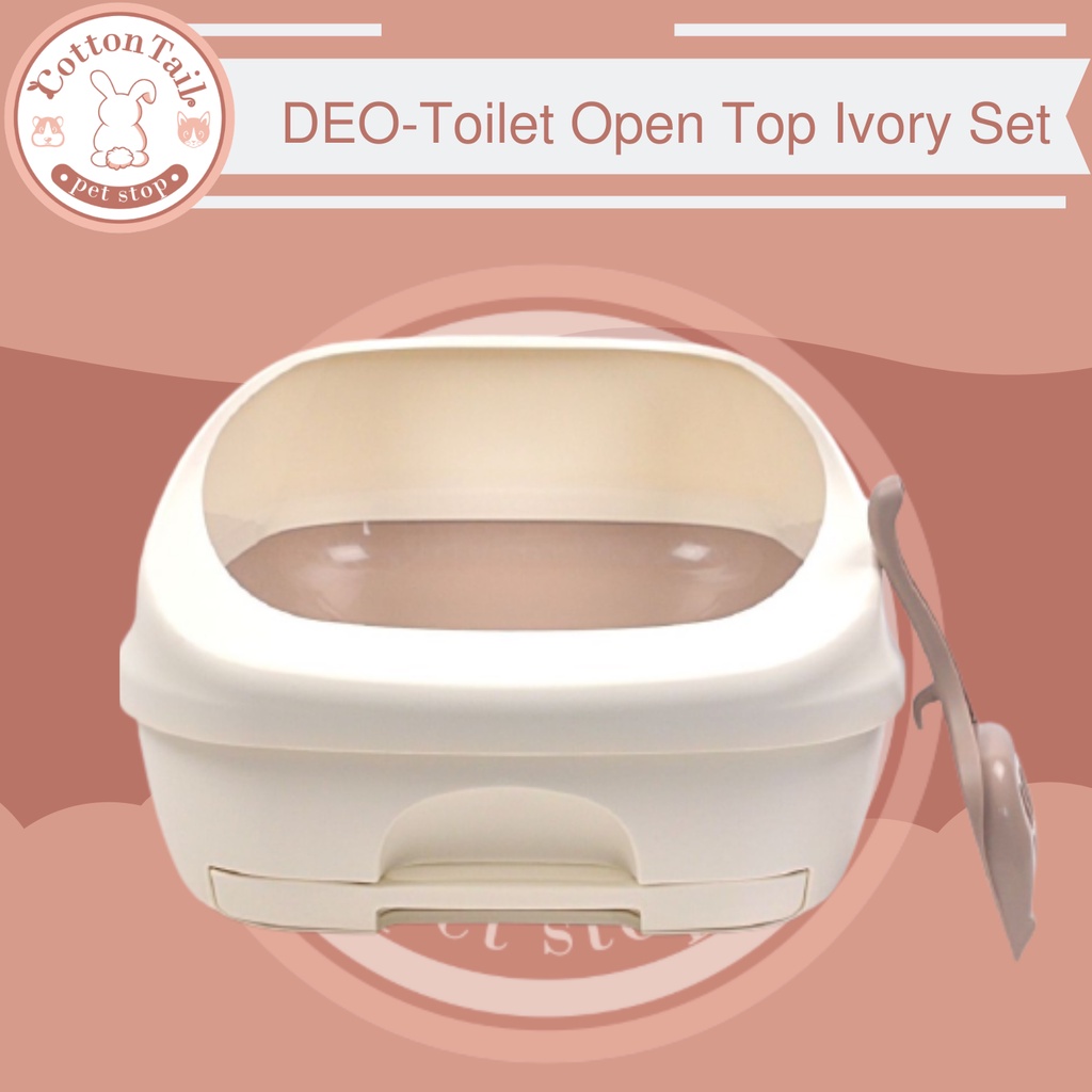DEO - Toilet Open Top Ivery Set / Bak Toilet Kucing / Litter Box Set