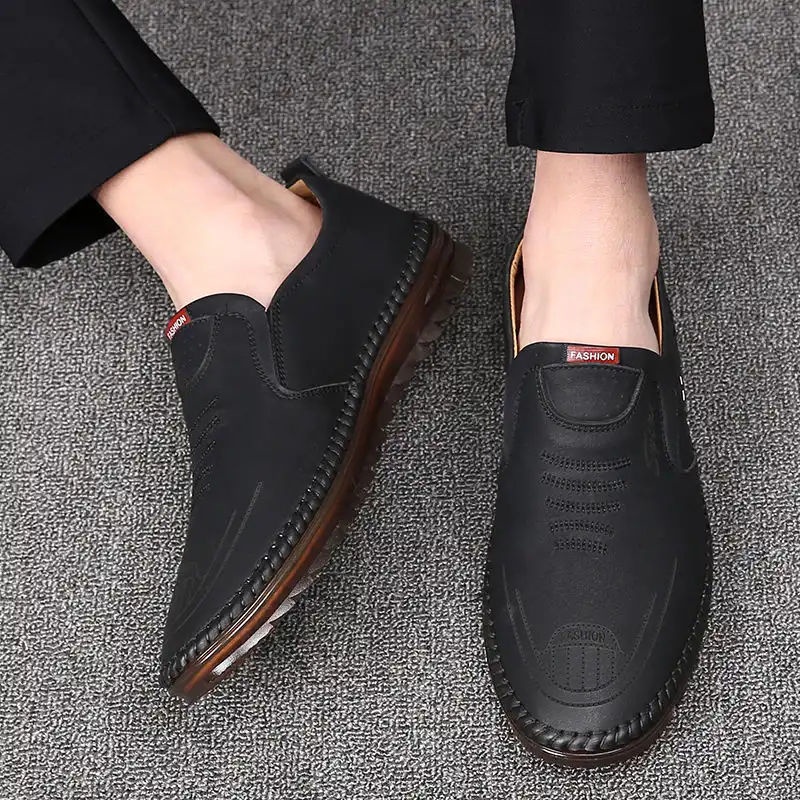 COD 100% ASLI KULIT Sepatu Pria IMPORT Slip On Tanpa Tali Casual Kerja Kantor Santai Fashion Slop Keren Formal 061