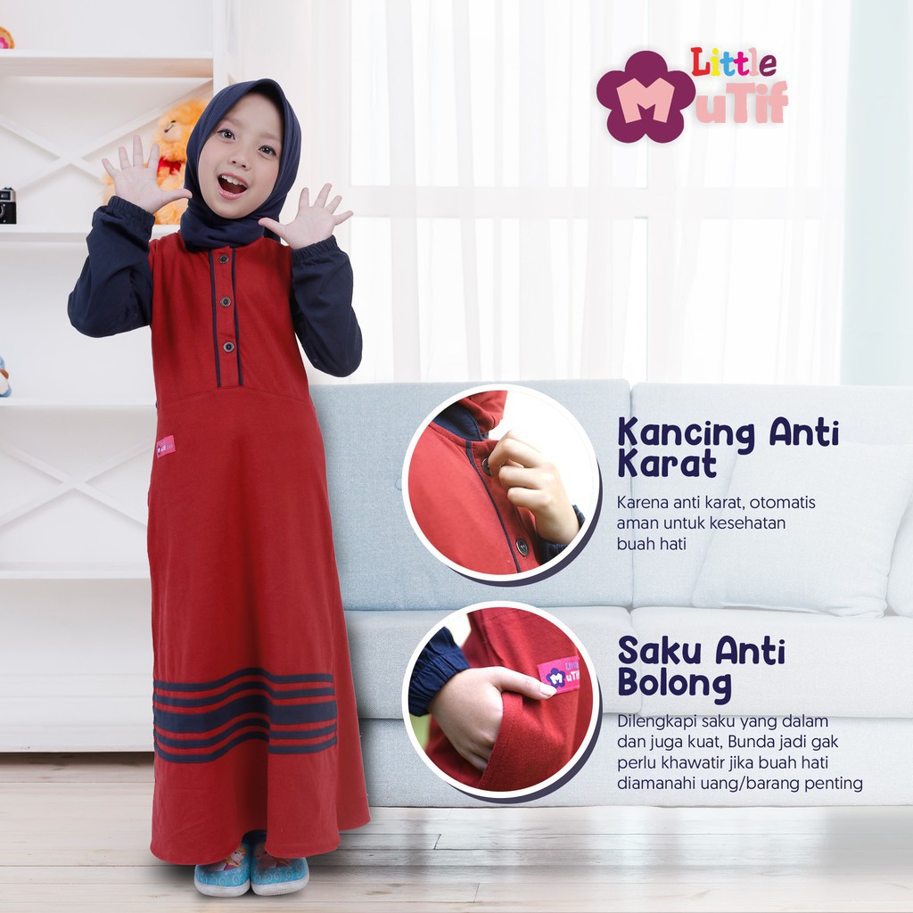 Gamis Anak Kaos MUTIF LMG 147 Red || Mutif Damoza Upmore