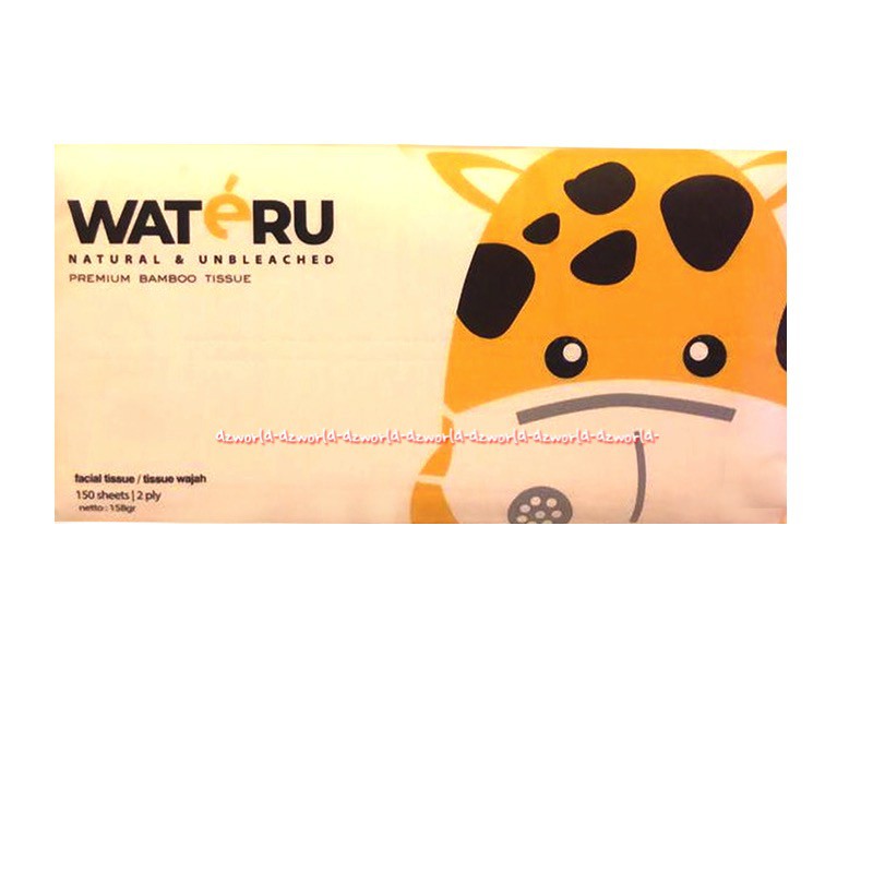 Wateru Premium Bamboo Tissue 150 Sheets 2Ply Tissu Natural Coklat