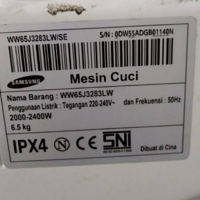 SEGITIGA DRUM / BALING BALING MESIN CUCI SAMSUNG WW65J3283LW