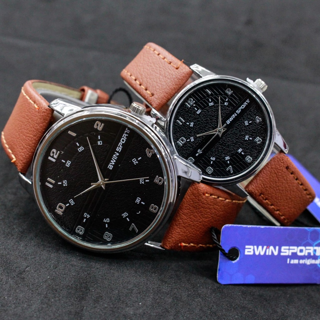 JAM TANGAN COUPLE SERIES AWINSPORT TALI KULIT TERBARU/JAM TANGAN FASHION KEKINIAN/