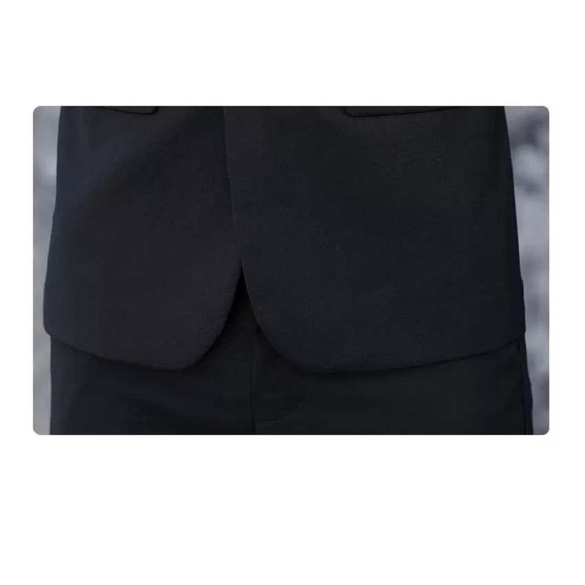 SETELAN JAS HITAM PRIA FORMAL KERJA KANTOR SLIMFIT 5IN1 BAHAN HIGH TWIST PREMIUM BLACK (S,M,L,XL)