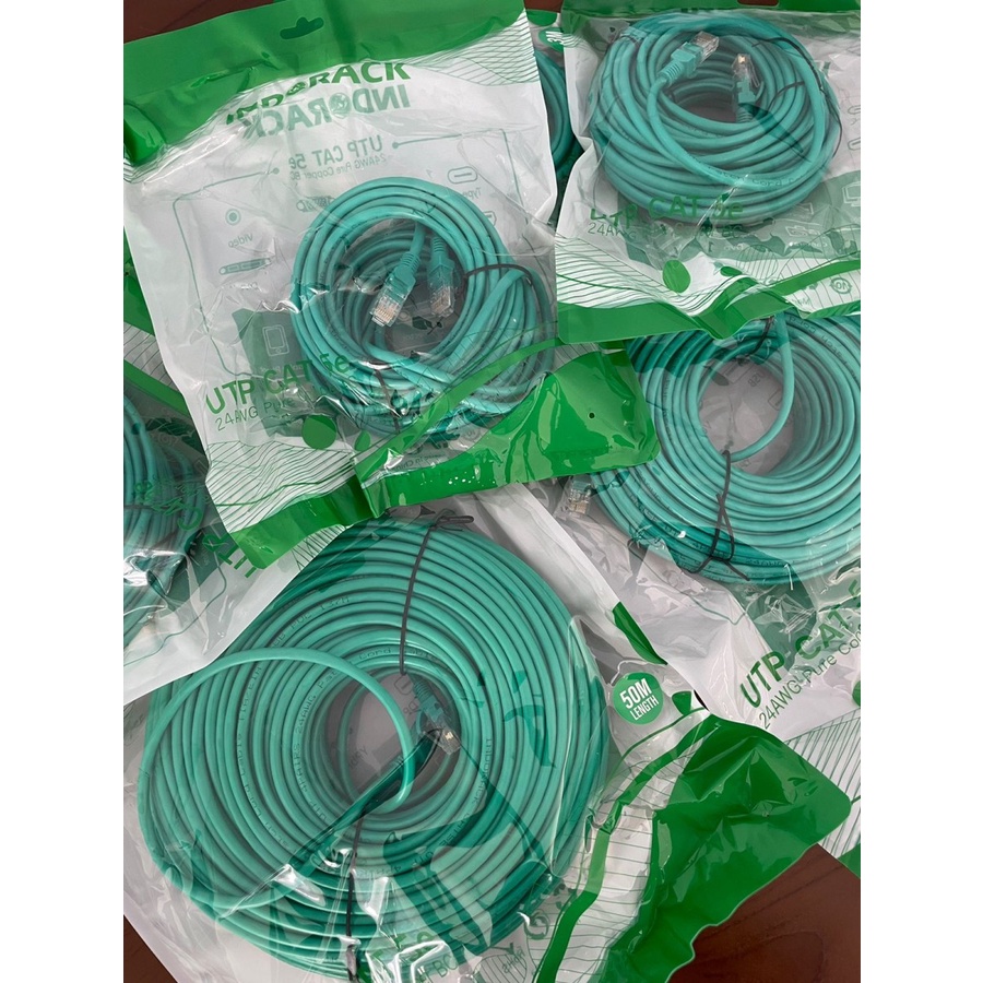 INDORACK PATCH CORD UTP CAT 5e - KABEL LAN CAT5e 15 METER HIJAU