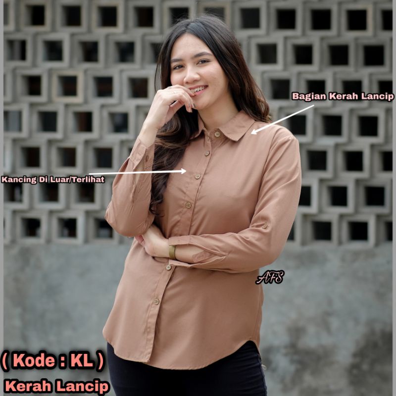 Kemeja Toyobo Polos Wanita PREMIUM Kemeja Toyobo Grade A Kemeja Basic Wanita  Kemeja Wanita Lengan Panjang Atasan Wanita Baju Kerja Wanita