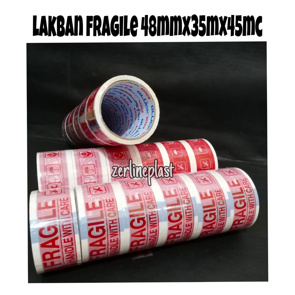 Lakban Fragile Putih GLUCK Tape 48 Yard