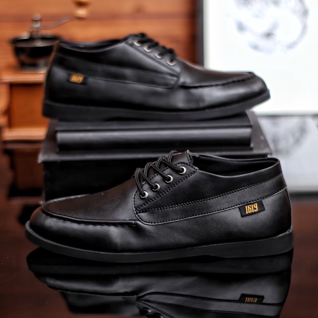 Sepatu Casual Formal Pria Pantofel Bertali Oxford Hitam Kulit Asli Original Kerja Kantor Trandy