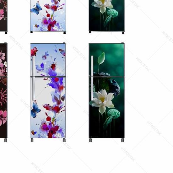 ✼ Stiker Kulkas Sticker Wallpaper Kulkas 1 dan 2 Pintu Motif Bunga Shabby ✯