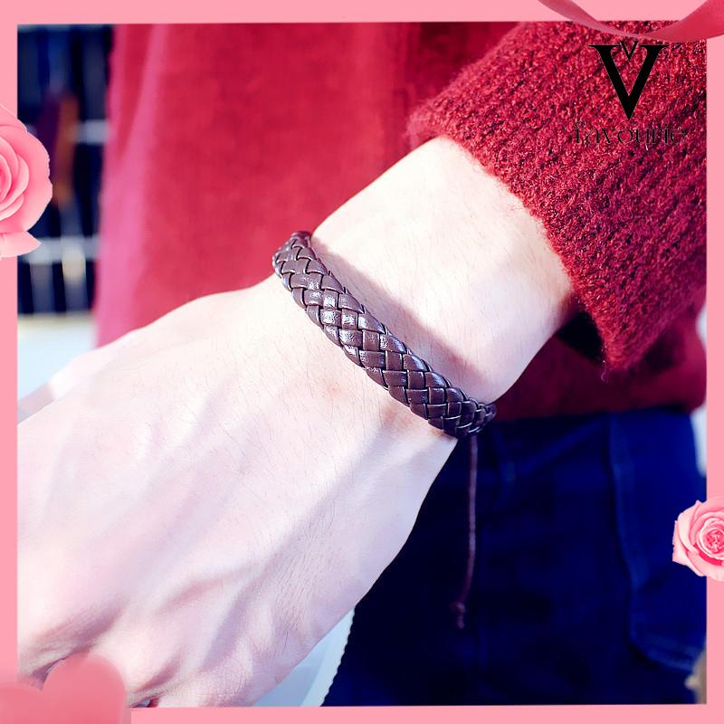 [COD]Gelang Kulit Sapi Tenunan Tangan, Perhiasan Populer, Mode Multi-warna Sederhana-FA