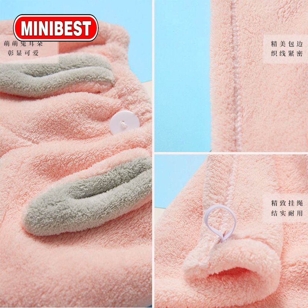 [MB] Cute Bear Long Drying Hair Towel Shower Cap Handuk Keramas