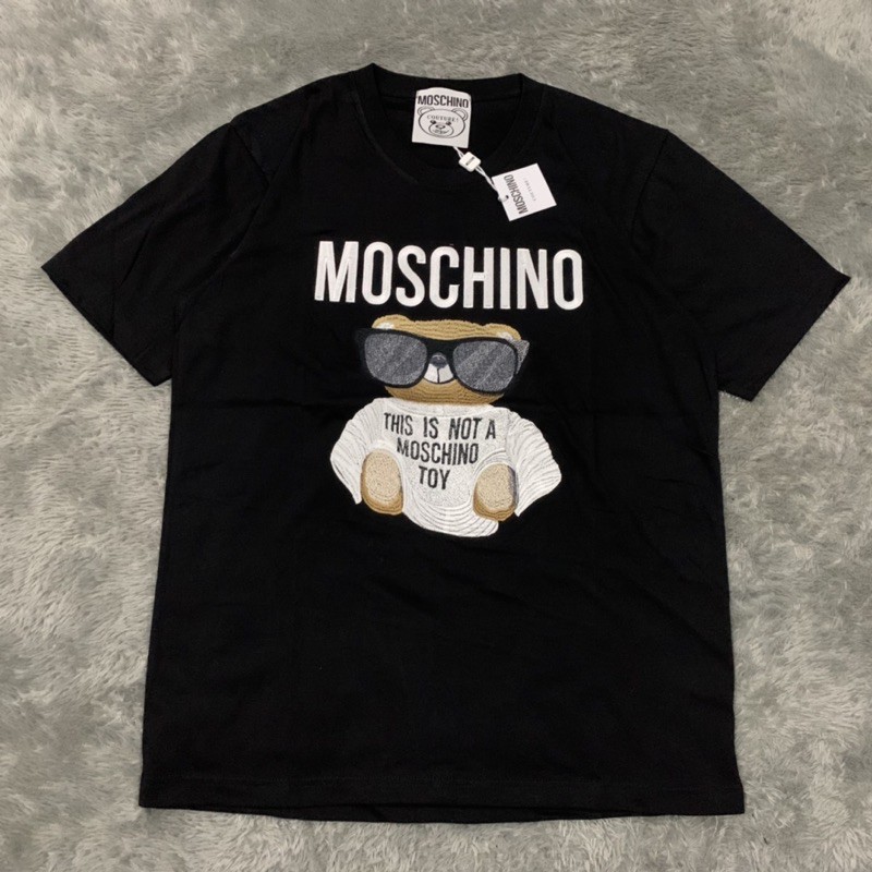 Kaos Tshirt Moschino Big Teddy FullBordir Fulltag &amp; Lebel