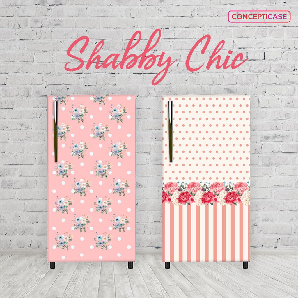 STIKER KULKAS MOTIF SHABBY  CHIC