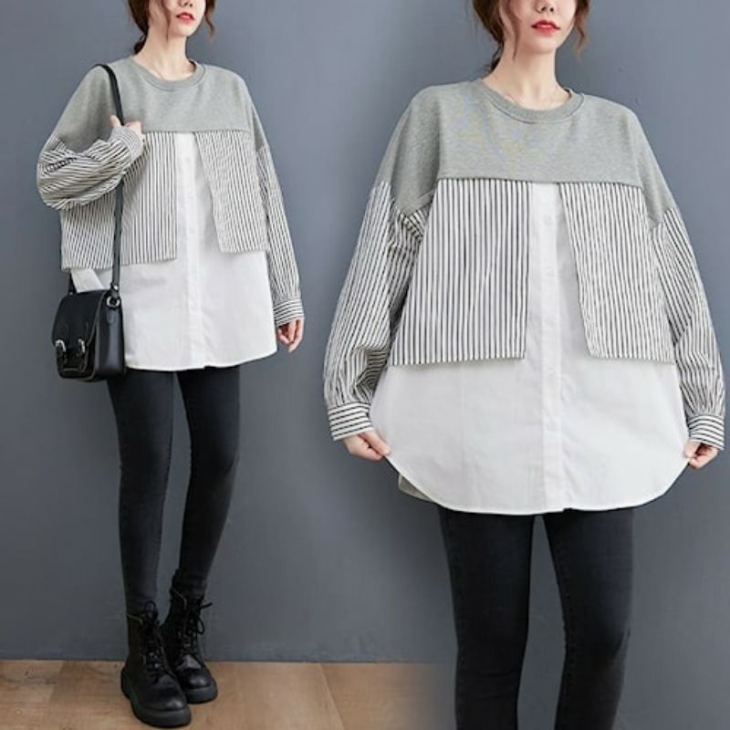 IRMA STRIPE BLOUSE / Pakaian Blouse Model Stripe Garis Garis