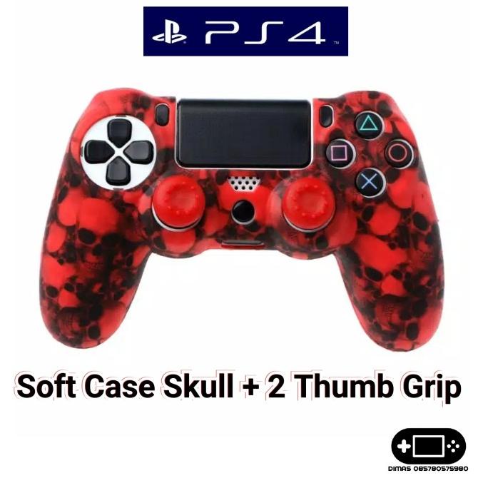 Soft Case Stik PS4 Controller Motif Tengkorak Plus 2 Silicone Analog