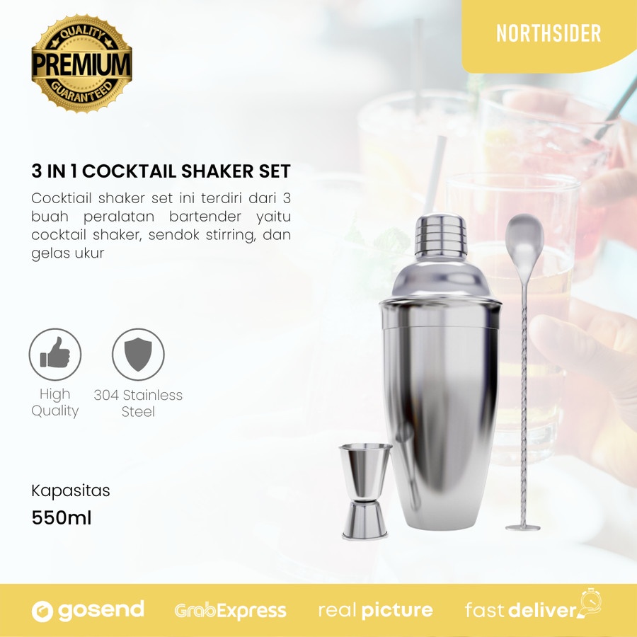 COCKTAIL SHAKER 550ML &amp; 720ML - KOKTAIL SET BAR SPOON &amp; JIGGER