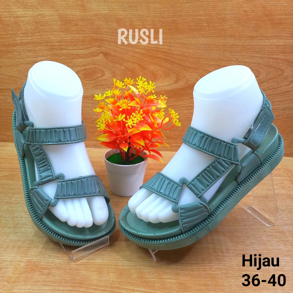 (COD) Sandal Gunung Karet Wanita Tali Perekat Yutu 9101 6