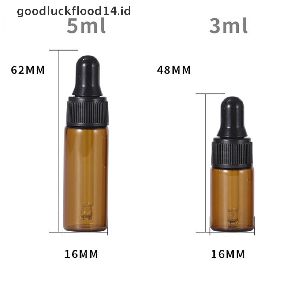 [OOID] 10X 1ml/2ml/3ml/5ml Empty Amber Glass Dropper Bottle Essential Oil Travel Bottle ID