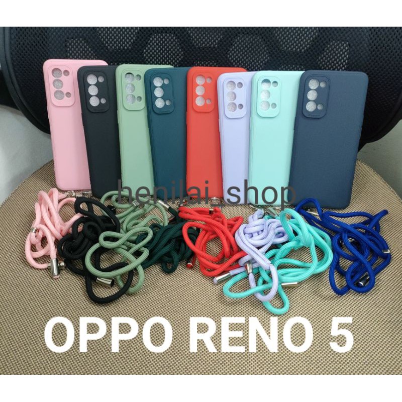 Case Oppo Reno 5 Softcase My Choice Macaron warna Tali gantungan Universal Strap