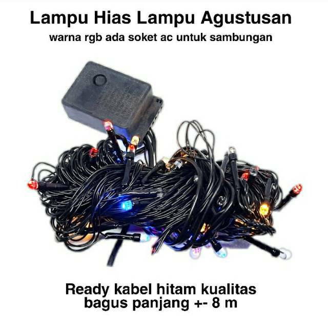 Lampu Hias Lampu Agustusan 100 lampu kabel hitam