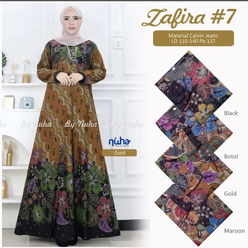 Zafira Maxy - Gamis Calvin Jeans Terbaru LD110+ Jumbo / R.22 - 023-6788