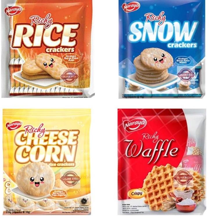 

HARGA GROSIR 0NARAYA Richy Rice Crackers | NARAYA Richy Snow Crackers / NARAYA Richy Cheese Corn 