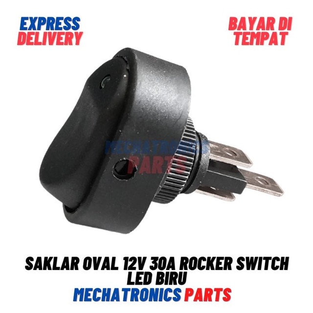 [5819] Saklar Oval 12v 30A Rocker Switch Lampu LED Mobil Motor Boat Otomotif Biru