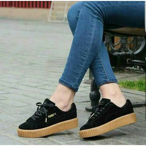 Sepatu cewek puma sneaker kets wanita casual elegant sporty black hitam women shoes murah