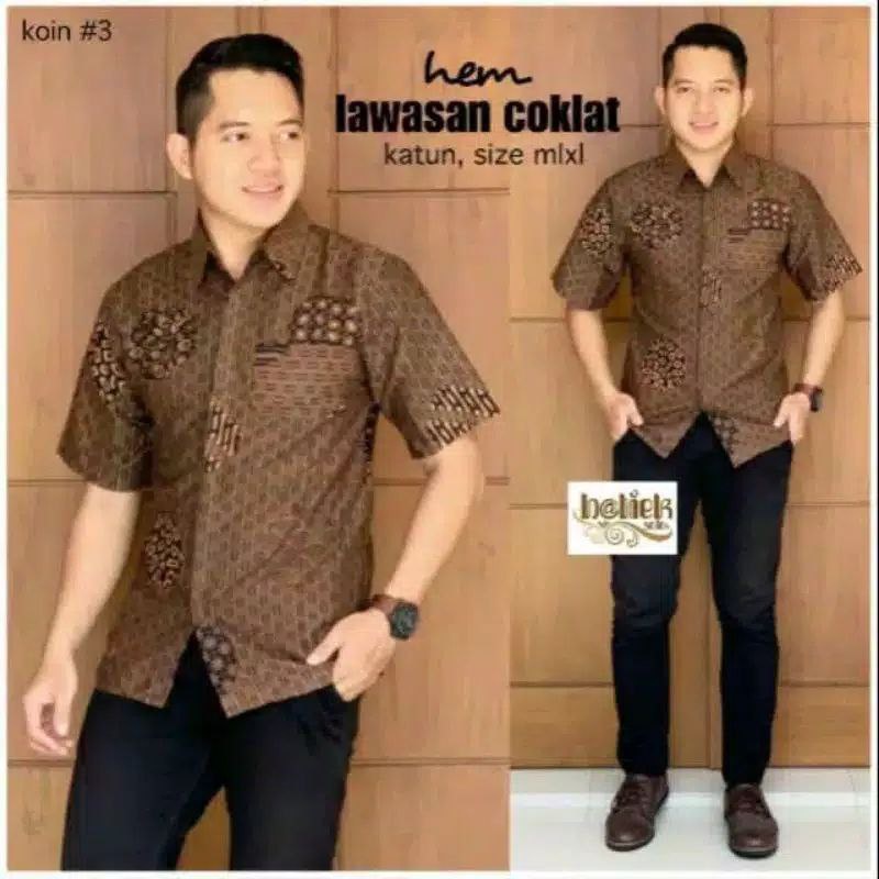 BIG SALE KEMEJA BATIK PRIA LENGAN PENDEK BAJU BATIK PRIA M L XL XXL JUMBO BATIK KANTOR MODERN MURAH