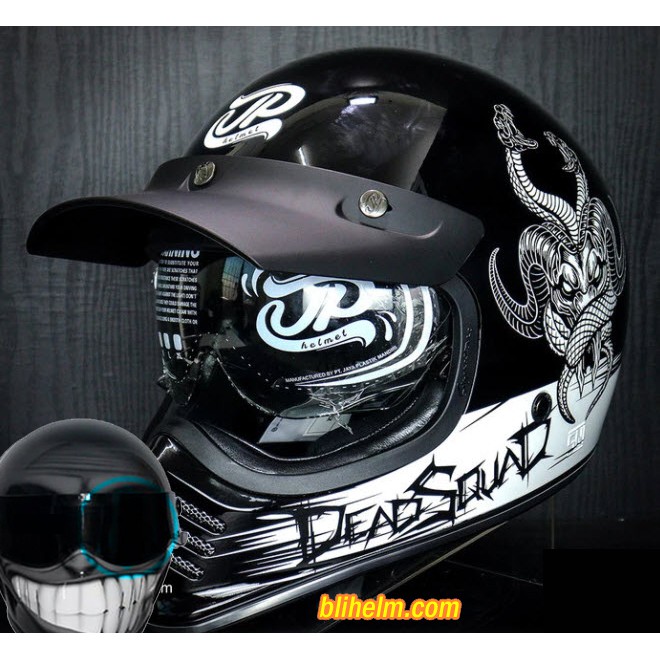 HELM RETRO JPX JP SIGNATURE DEAD SQUAD BLACK GLOSS | CAKIL HELMET CLASSIC LIMITED